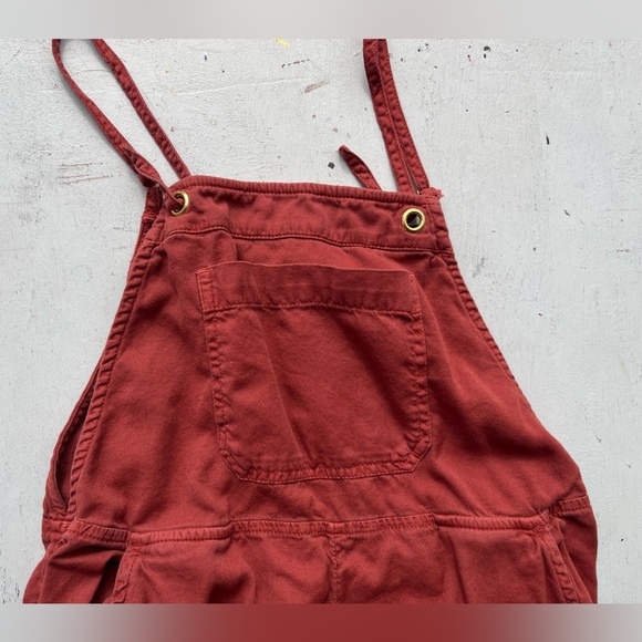 Woman's Billabong Jumpsuit Red Crimson Solid L Romper Summer City Beach Open - Picture 2 of 15